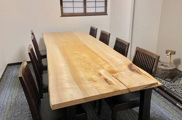 『割烹 阿吽』VIP室用イチョウの一枚板テーブル