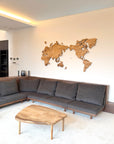 クス材の世界地図。右からの全景。オーダーメイド家具事例写真。