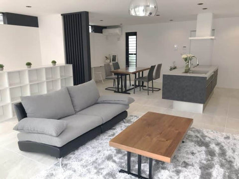 鉄格子×チーク材天板のダイニング＆センターテーブル