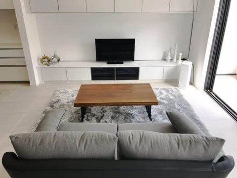 鉄格子×チーク材天板のダイニング＆センターテーブル