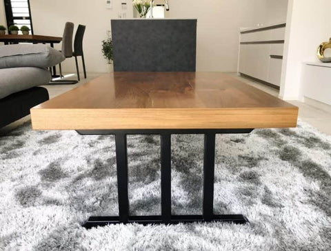 鉄格子×チーク材天板のダイニング＆センターテーブル